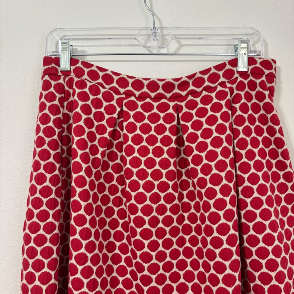 Boden Retro Mod Skirt Twee Polka Dot Pleated Pockets  Preppy Red Womens US 8L - Picture 2 of 10